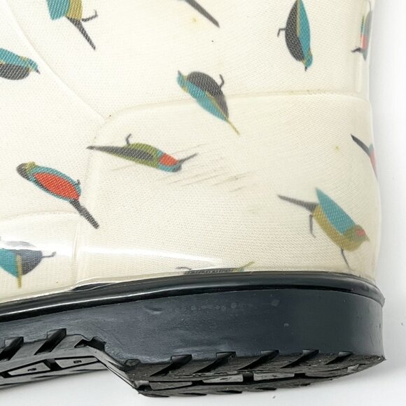 Marc Jacobs Rain Boots Tall Rubber White Multicolor Bird Print. Size 5.5 - Picture 12 of 16